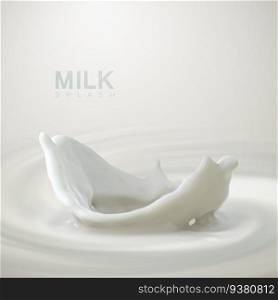Pouring milk crown splash and creamy background