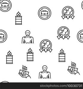 Poverty Destitution Vector Seamless Pattern Thin Line Illustration. Poverty Destitution Vector Seamless Pattern