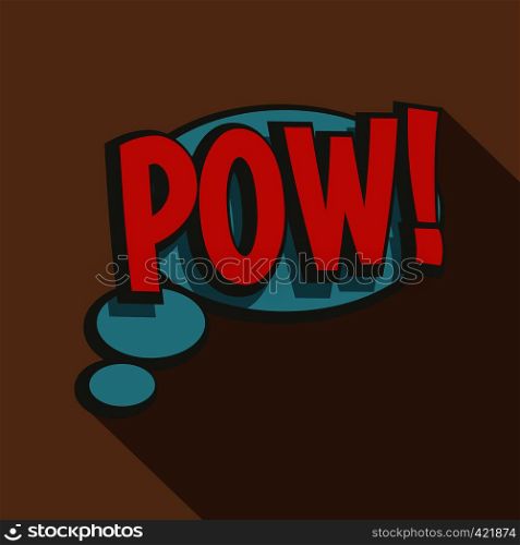 Pow, speech bubble icon. Flat illustration of Pow, speech bubble vector icon for web isolated on brown background. Pow, speech bubble icon, flat style