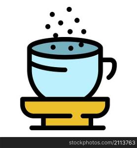 Powder tea cup icon. Outline powder tea cup vector icon color flat isolated. Powder tea cup icon color outline vector