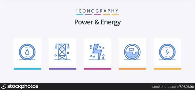 Power And Energy Blue 5 Icon Pack Including measuring. electronics. tower. construction and tools. energy. Creative Icons Design