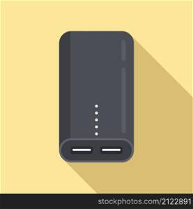 Power bank battery icon flat vector. Mobile charger. Phone powerbank. Power bank battery icon flat vector. Mobile charger
