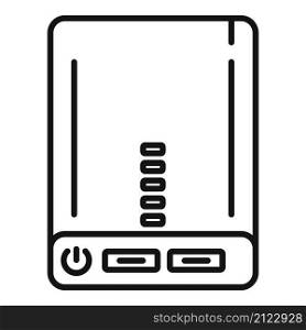 Power bank charger icon outline vector. Phone battery. Recharge powerbank. Power bank charger icon outline vector. Phone battery