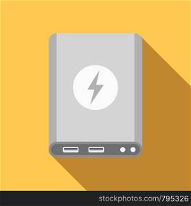 Power bank icon. Flat illustration of power bank vector icon for web design. Power bank icon, flat style
