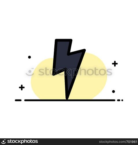 Power, Basic, Ui Business Flat Line Filled Icon Vector Banner Template