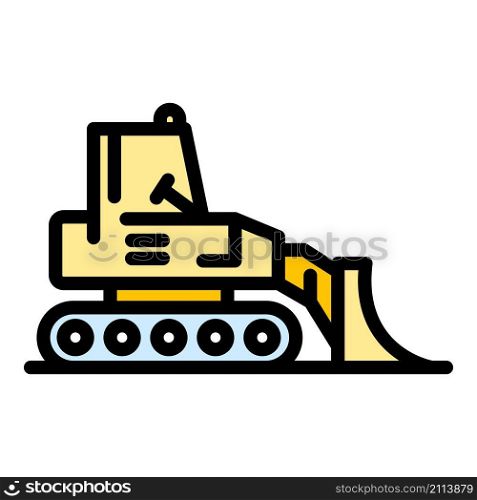 Power bulldozer icon. Outline power bulldozer vector icon color flat isolated. Power bulldozer icon color outline vector
