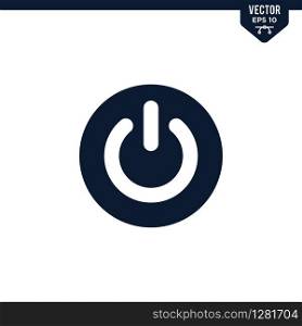 Power button icon collection in flat style, solid color vector