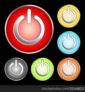 power button icon set - vector illustration
