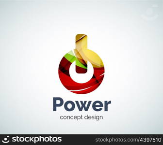 Power button logo template, abstract geometric glossy business icon