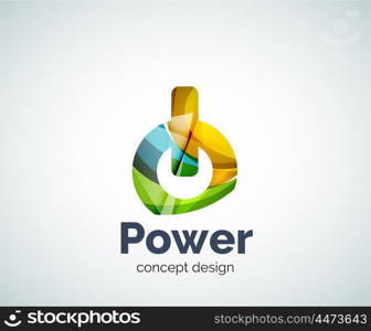 Power button logo template, abstract geometric glossy business icon