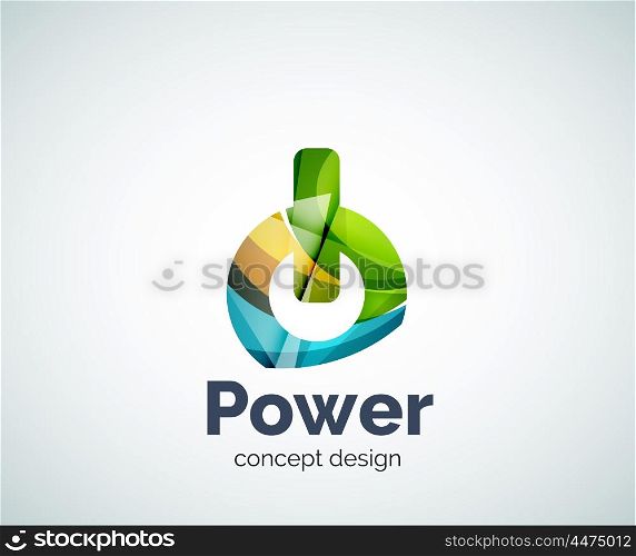 Power button logo template, abstract geometric glossy business icon
