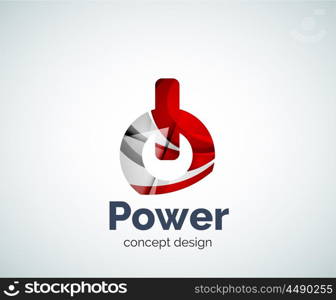 Power button logo template, abstract geometric glossy business icon