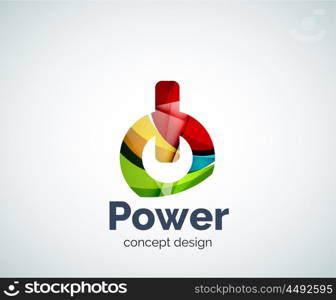 Power button logo template, abstract geometric glossy business icon