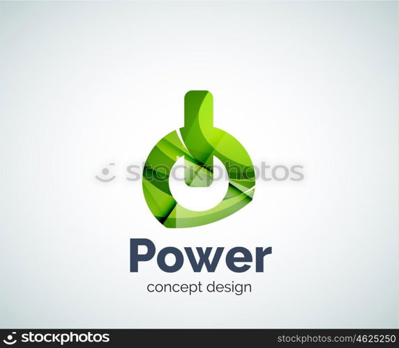 Power button logo template, abstract geometric glossy business icon