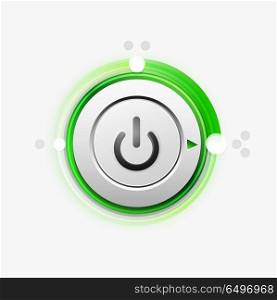 Power button technology logo, digital art techno concept, on off icon. Vector power button technology logo, digital art techno concept, on off icon