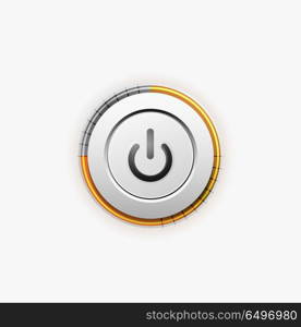 Power button technology logo, digital art techno concept, on off icon. Vector power button technology logo, digital art techno concept, on off icon