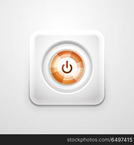 Power button technology logo, digital art techno concept, on off icon. Vector power button technology logo, digital art techno concept, on off icon