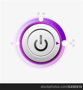 Power button technology logo, digital art techno concept, on off icon and time clock design. Vector power button technology logo, digital art techno concept, on off icon and time clock design