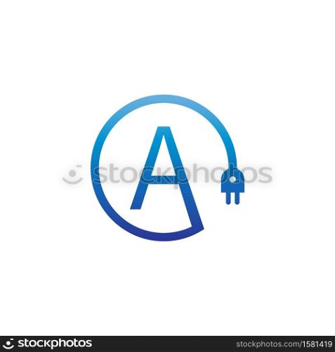 Power cable forming letter A logo icon