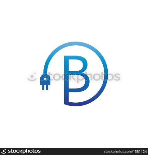 Power cable forming letter B logo icon