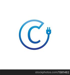 Power cable forming letter C logo icon