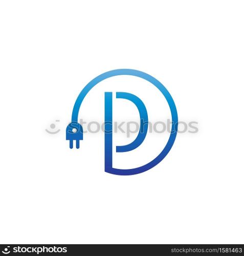 Power cable forming letter D logo icon