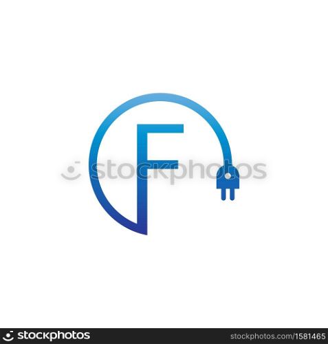 Power cable forming letter F logo icon