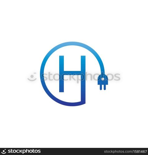 Power cable forming letter H logo icon