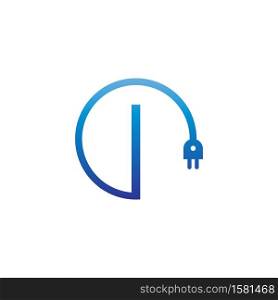 Power cable forming letter I logo icon