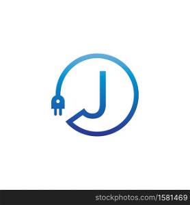 Power cable forming letter J logo icon
