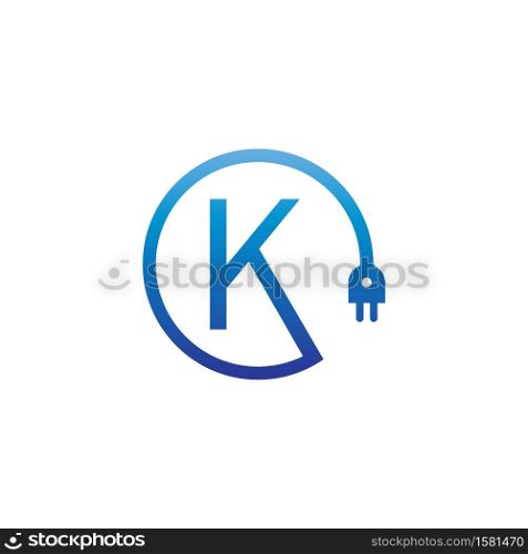 Power cable forming letter K logo icon