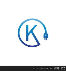 Power cable forming letter K logo icon