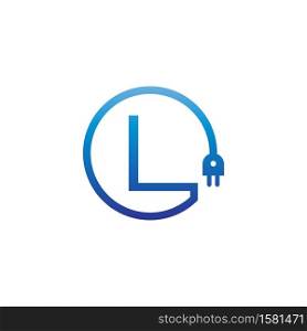 Power cable forming letter L logo icon