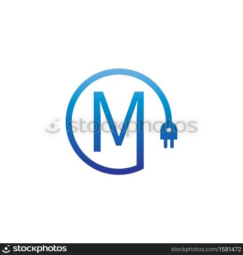 Power cable forming letter M logo icon