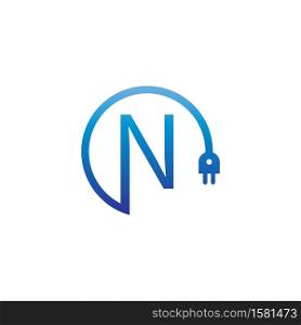 Power cable forming letter N logo icon