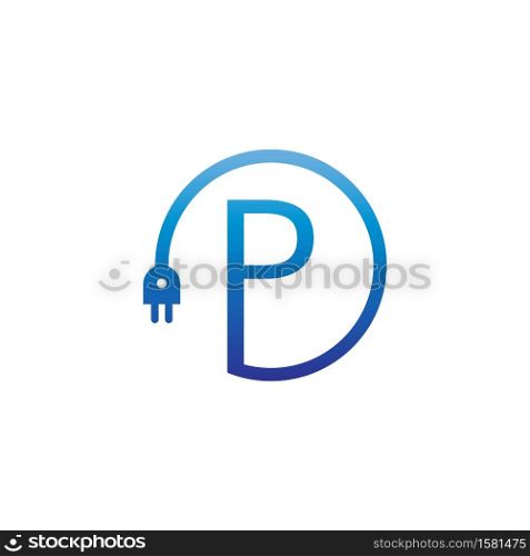 Power cable forming letter P logo icon
