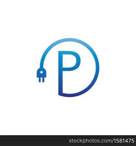 Power cable forming letter P logo icon
