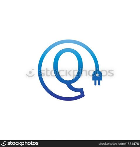 Power cable forming letter Q logo icon