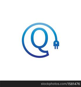 Power cable forming letter Q logo icon