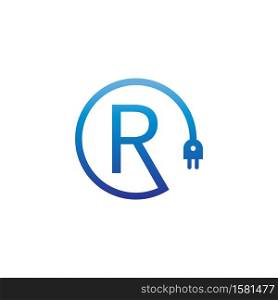 Power cable forming letter R logo icon