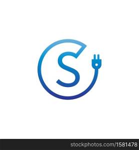 Power cable forming letter S logo icon