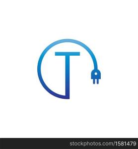 Power cable forming letter T logo icon