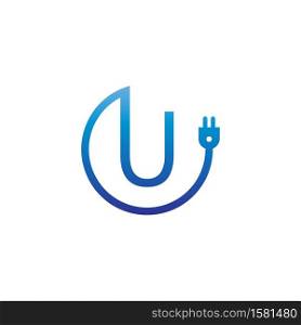 Power cable forming letter U logo icon