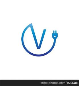 Power cable forming letter V logo icon