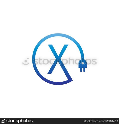 Power cable forming letter X logo icon