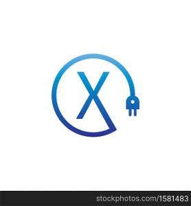 Power cable forming letter X logo icon