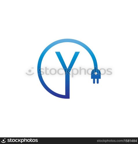 Power cable forming letter Y logo icon