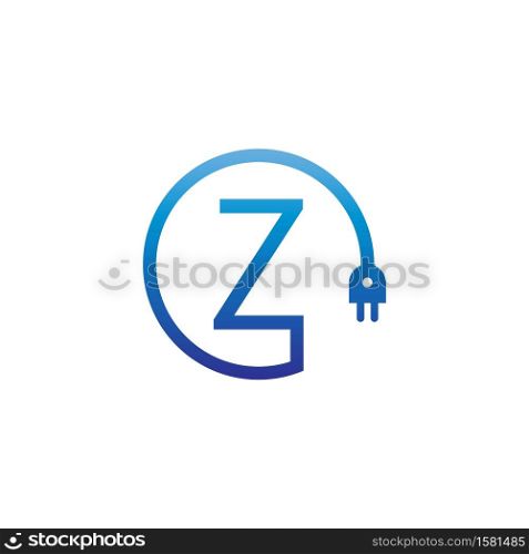 Power cable forming letter Z logo icon