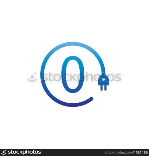 Power cable forming number 0 logo icon