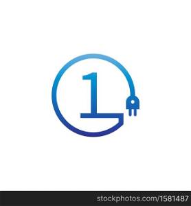 Power cable forming number 1 logo icon